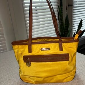 Michael Kors Sunflower Yellow Tote with Brown Accents